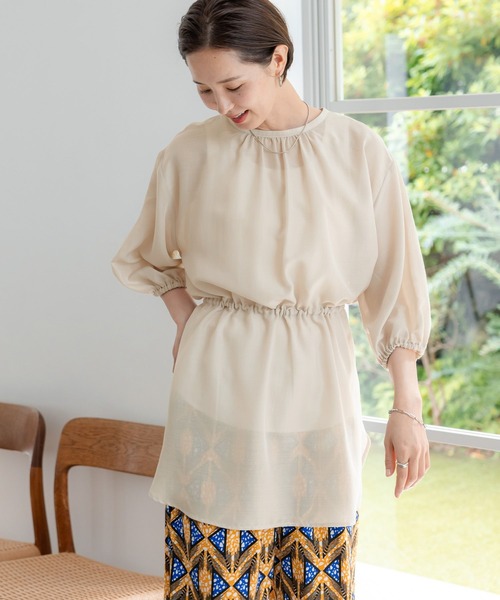 LEPSIM（レプシィム）の「2P2WAYデザイン5分袖ブラウス【2点セット】　116422（シャツ/ブラウス・レディース・オレンジ/ブラック/ベージュ/オフホワイト・FREE）」の10枚目の写真