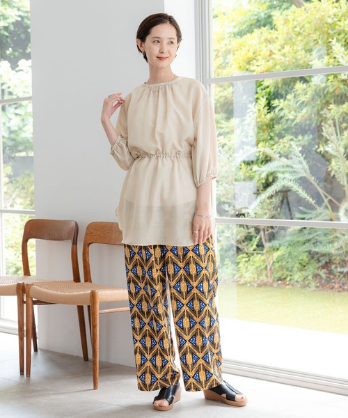 LEPSIM（レプシィム）の「2P2WAYデザイン5分袖ブラウス【2点セット】　116422（シャツ/ブラウス・レディース・オレンジ/ブラック/ベージュ/オフホワイト・FREE）」の9枚目の写真