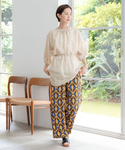 LEPSIM（レプシィム）の「2P2WAYデザイン5分袖ブラウス【2点セット】　116422（シャツ/ブラウス・レディース・オレンジ/ブラック/ベージュ/オフホワイト・FREE）」の7枚目の写真