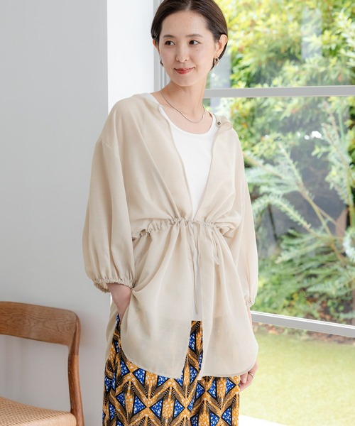 LEPSIM（レプシィム）の「2P2WAYデザイン5分袖ブラウス【2点セット】　116422（シャツ/ブラウス・レディース・オレンジ/ブラック/ベージュ/オフホワイト・FREE）」の6枚目の写真