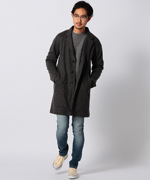 BEAMS（ビームス）の「BEAMS / 縮絨 チェスターコート（チェスターコート・メンズ・ブラック/ブラック系その他・LARGE/SMALL/MEDIUM）」の5枚目の写真