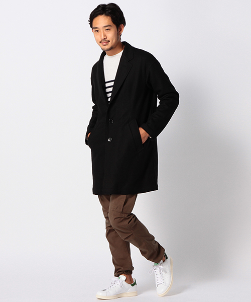 BEAMS（ビームス）の「BEAMS / 縮絨 チェスターコート（チェスターコート・メンズ・ブラック/ブラック系その他・LARGE/SMALL/MEDIUM）」の4枚目の写真