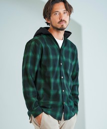 Magine | ms5725-Ombre Check Skipper Design Hooded Shirt シャツ(シャツ/ブラウス)