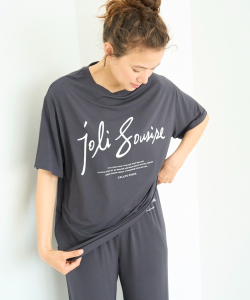 新品タグgelato pique COOLレーヨンロゴBIGTシャツ &パンツ セール】【接触冷感】カラフルレーヨンロゴBIGTシャツ＆ショート