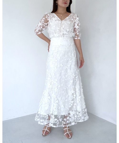 mysty woman（ミスティウーマン）の「3Dフラワーマーメイドスカート 135608（スカート・レディース・ブラック/オフホワイト・FREE）」の17枚目の写真