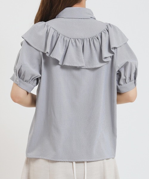 ASTORIA ODIER（アストリアオディール）の「ストライプボウタイフリルブラウス（シャツ/ブラウス・レディース・ブルー/ブラック・MEDIUM）」の17枚目の写真