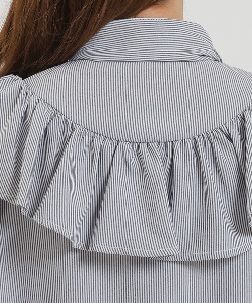 ASTORIA ODIER（アストリアオディール）の「ストライプボウタイフリルブラウス（シャツ/ブラウス・レディース・ブルー/ブラック・MEDIUM）」の19枚目の写真