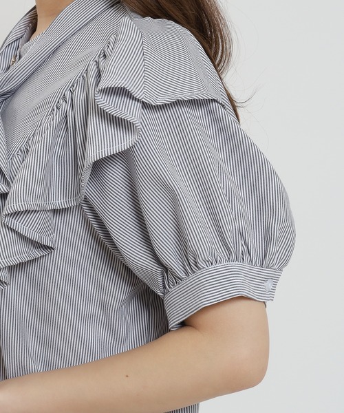 ASTORIA ODIER（アストリアオディール）の「ストライプボウタイフリルブラウス（シャツ/ブラウス・レディース・ブルー/ブラック・MEDIUM）」の21枚目の写真
