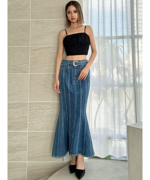 GYDA（ジェイダ）の「ギャザーショートブラウス（キャミソール・レディース・ブラック/オフホワイト・FREE）」の16枚目の写真