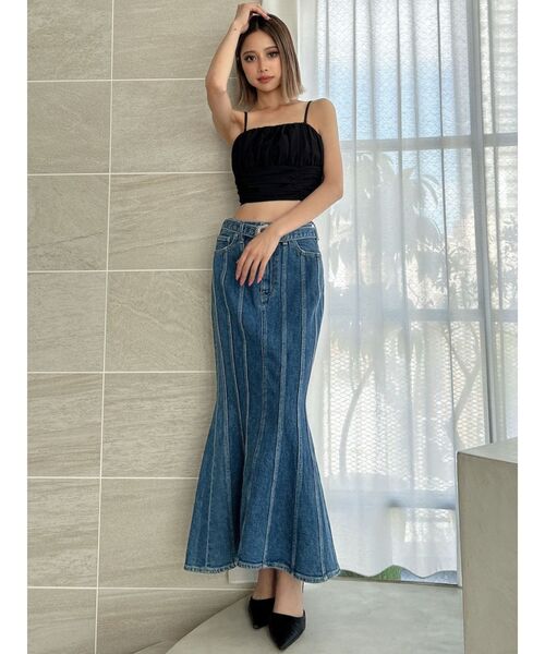 GYDA（ジェイダ）の「ギャザーショートブラウス（キャミソール・レディース・ブラック/オフホワイト・FREE）」の17枚目の写真