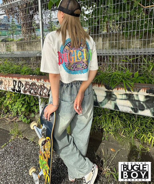 CIAOPANIC(チャオパニック)の「【BUGLE BOY/ビューグル ボーイ】古着ライクショート丈Tシャツ(Tシャツ/カットソー・レディース・ホワイト/オレンジ・FREE)」の12枚目の写真