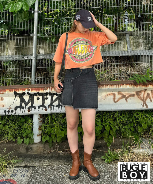 CIAOPANIC(チャオパニック)の「【BUGLE BOY/ビューグル ボーイ】古着ライクショート丈Tシャツ(Tシャツ/カットソー・レディース・ホワイト/オレンジ・FREE)」の16枚目の写真