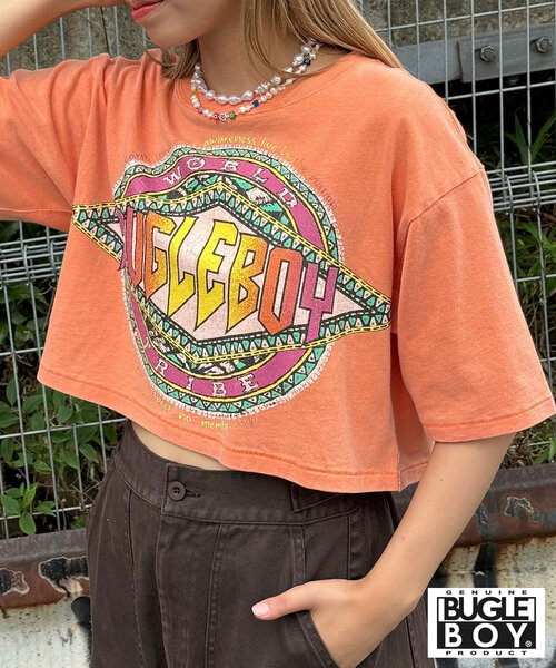 CIAOPANIC(チャオパニック)の「【BUGLE BOY/ビューグル ボーイ】古着ライクショート丈Tシャツ(Tシャツ/カットソー・レディース・ホワイト/オレンジ・FREE)」の21枚目の写真