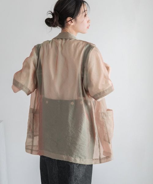 LOWRYS FARM（ローリーズファーム）の「シアーシャツジャケットＳＳ　 133172（シャツ/ブラウス・レディース・アイボリー/ブラウン/ブルー・FREE）」の9枚目の写真