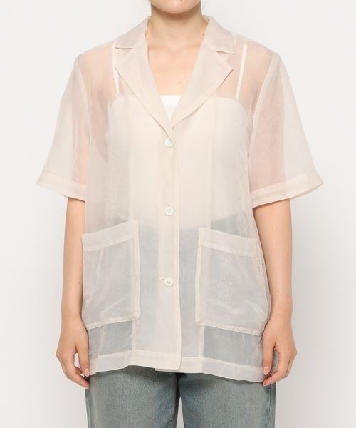 LOWRYS FARM（ローリーズファーム）の「シアーシャツジャケットＳＳ　 133172（シャツ/ブラウス・レディース・アイボリー/ブラウン/ブルー・FREE）」の16枚目の写真