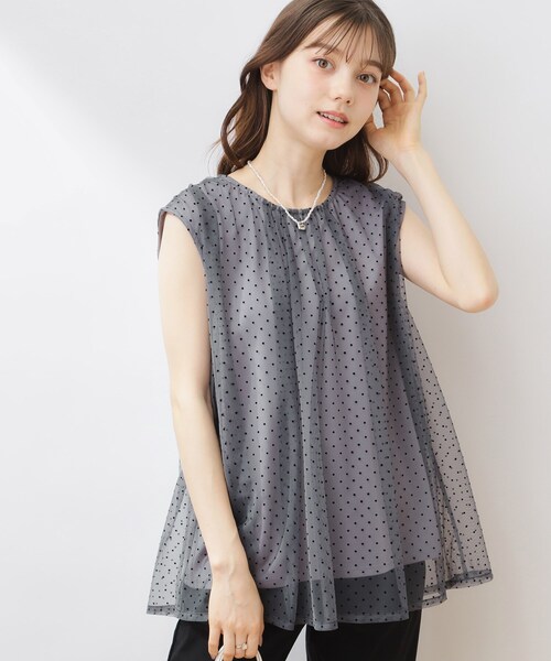 couture brooch（クチュールブローチ）の「◆【インしないでキマる】フロッキードットチュニック（チュニック・レディース・グレー系/ブラック系/キャメル・36/38/42）」の8枚目の写真