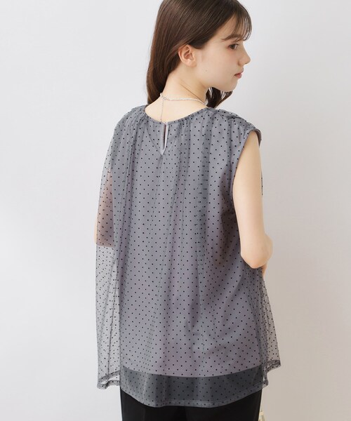 couture brooch（クチュールブローチ）の「◆【インしないでキマる】フロッキードットチュニック（チュニック・レディース・グレー系/ブラック系/キャメル・36/38/42）」の10枚目の写真