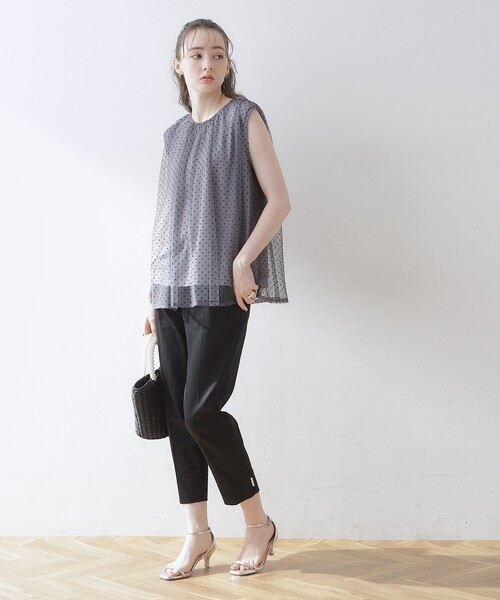 couture brooch（クチュールブローチ）の「◆【インしないでキマる】フロッキードットチュニック（チュニック・レディース・グレー系/ブラック系/キャメル・36/38/42）」の12枚目の写真