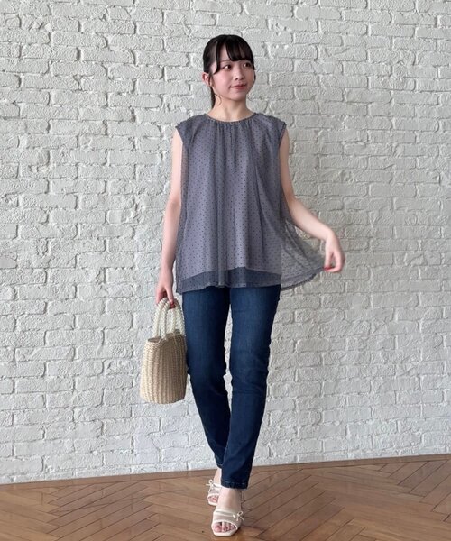 couture brooch（クチュールブローチ）の「◆【インしないでキマる】フロッキードットチュニック（チュニック・レディース・グレー系/ブラック系/キャメル・36/38/42）」の13枚目の写真