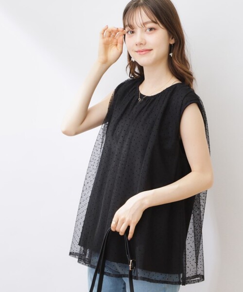 couture brooch（クチュールブローチ）の「◆【インしないでキマる】フロッキードットチュニック（チュニック・レディース・グレー系/ブラック系/キャメル・36/38/42）」の20枚目の写真