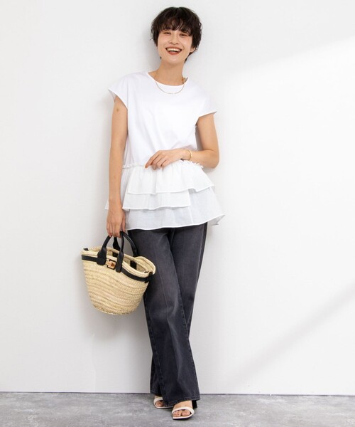 NOLLEY'S（ノーリーズ）の「布帛コンビチュニック（Tシャツ