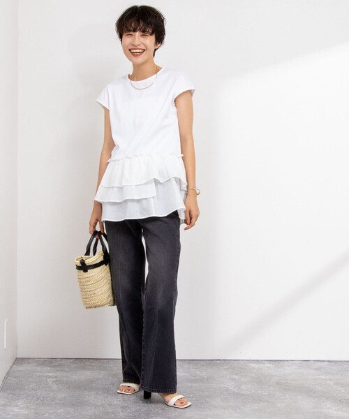 オンラインショップ NOLLEY'S（ノーリーズ）の「布帛コンビチュニック（Tシャツ トップス
