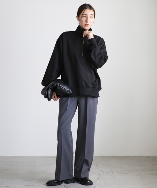 select MOCA（セレクトモカ）の「スウェットハーフジップトップス（スウェット・レディース・グレー系その他/ブラック/グレー・FREE）」の5枚目の写真