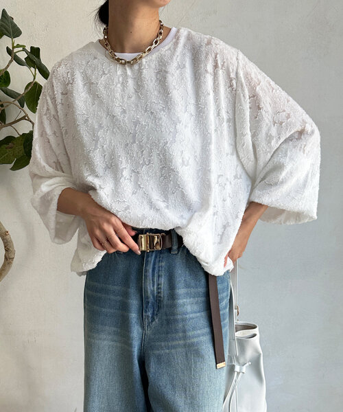 【セール】ジャガードバルーンブラウス（シャツ/ブラウス）｜DouDou（ドゥドゥ）