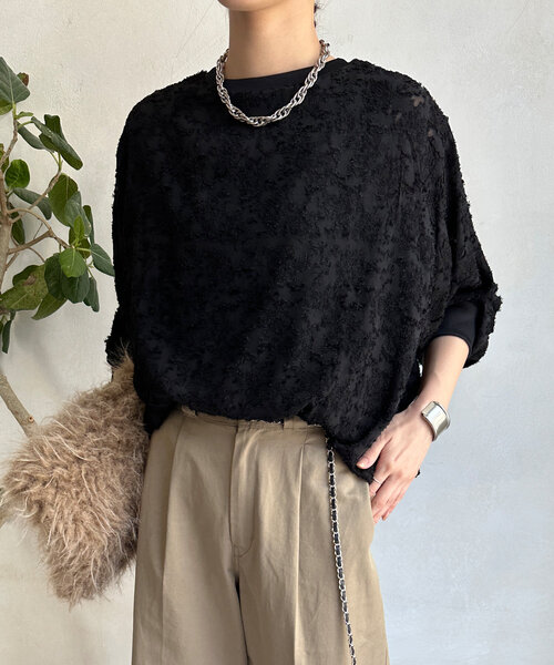 【セール】ジャガードバルーンブラウス（シャツ/ブラウス）｜DouDou（ドゥドゥ）