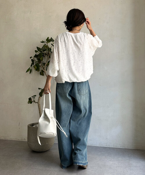 【セール】ジャガードバルーンブラウス（シャツ/ブラウス）｜DouDou（ドゥドゥ）