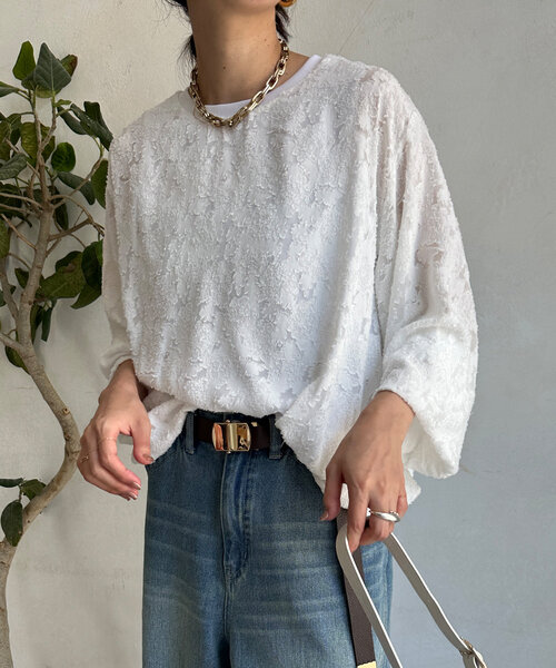 【セール】ジャガードバルーンブラウス（シャツ/ブラウス）｜DouDou（ドゥドゥ）