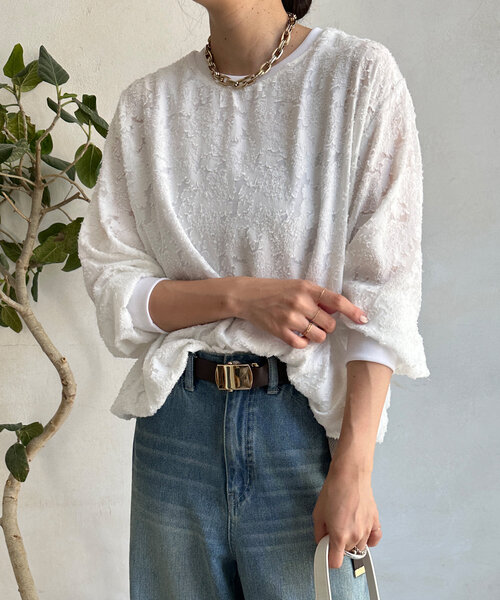 【セール】ジャガードバルーンブラウス（シャツ/ブラウス）｜DouDou（ドゥドゥ）