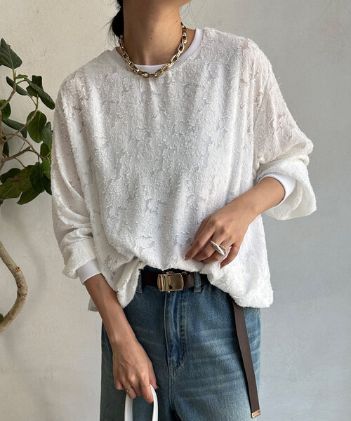 【セール】ジャガードバルーンブラウス（シャツ/ブラウス）｜DouDou（ドゥドゥ）