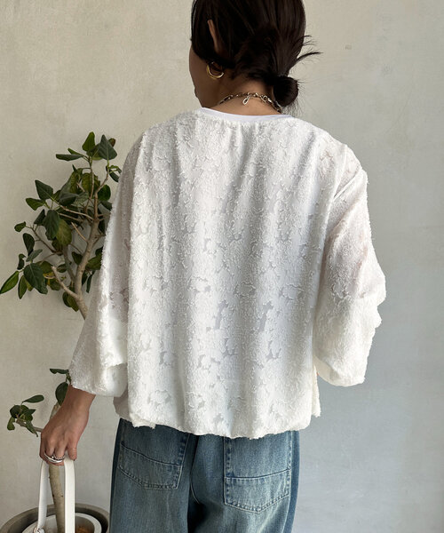【セール】ジャガードバルーンブラウス（シャツ/ブラウス）｜DouDou（ドゥドゥ）