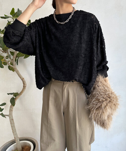 【セール】ジャガードバルーンブラウス（シャツ/ブラウス）｜DouDou（ドゥドゥ）