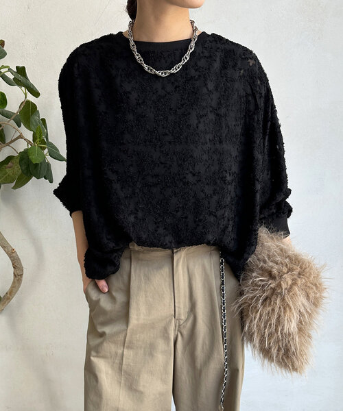 【セール】ジャガードバルーンブラウス（シャツ/ブラウス）｜DouDou（ドゥドゥ）