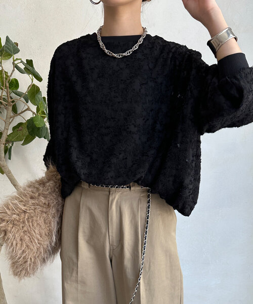 【セール】ジャガードバルーンブラウス（シャツ/ブラウス）｜DouDou（ドゥドゥ）