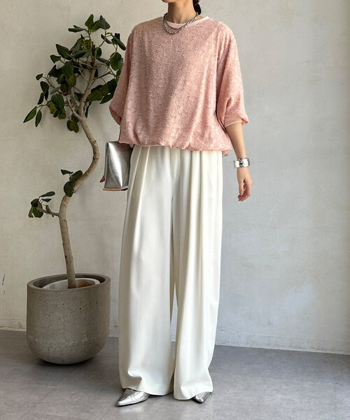 【セール】ジャガードバルーンブラウス（シャツ/ブラウス）｜DouDou（ドゥドゥ）