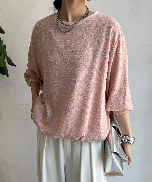 【セール】ジャガードバルーンブラウス（シャツ/ブラウス）｜DouDou（ドゥドゥ）