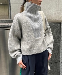 ブークレーハーフジップニット