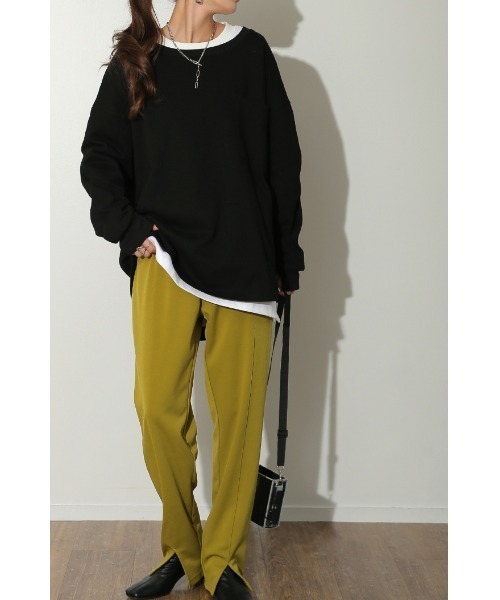 HUG.U(ハグユー)の「ロングTシャツ(Tシャツ/カットソー・レディース・ダークグレー/モカ/ホワイト/ブラック/オリーブ・FREE)」の16枚目の写真