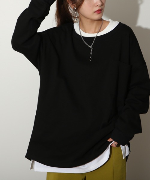 HUG.U(ハグユー)の「ロングTシャツ(Tシャツ/カットソー・レディース・ダークグレー/モカ/ホワイト/ブラック/オリーブ・FREE)」の15枚目の写真