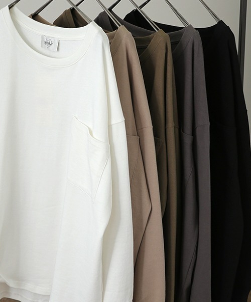 HUG.U(ハグユー)の「ロングTシャツ(Tシャツ/カットソー・レディース・ダークグレー/モカ/ホワイト/ブラック/オリーブ・FREE)」の20枚目の写真