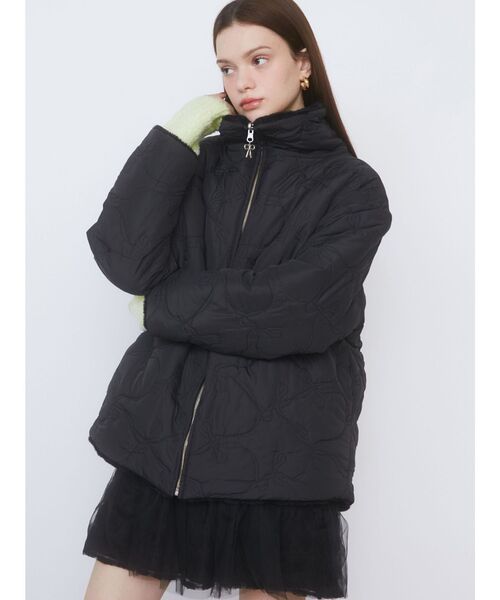 にゃん：2wayリボンダウン CALNAMUR（カルナムール）の「2WAY RIBBON＆FAUX FUR QUILTING