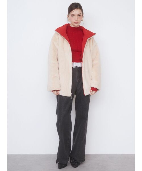 2WAY RIBBON＆FAUX FUR QUILTING COAT/2WAYリボン＆フェイクファー 
