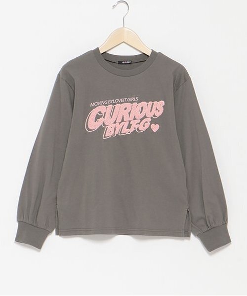 by LOVEiT（バイラビット）の「ロゴ長袖Ｔシャツ（Tシャツ/カットソー・キッズ・チャコール/ピンク/オフホワイト・160cm/130cm/120cm/140cm/150cm）」の2枚目の写真