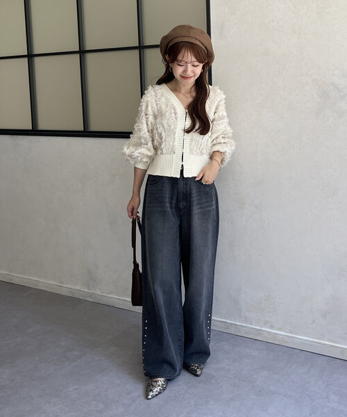 Thevon（ゼボン）の「GLDスタッズ付きベレー帽（キャップ・レディース・ブラック/キャメル・L）」の14枚目の写真