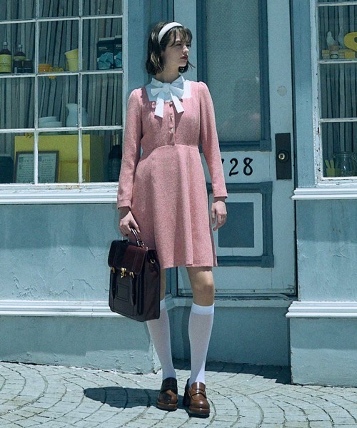 F i.n.t（フィント）の「ヨーク切替カラーツイードワンピース/fint（ワンピース・レディース・レッド/ブルーグレー・FREE）」の9枚目の写真