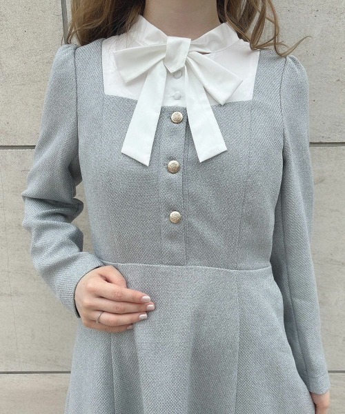 F i.n.t（フィント）の「ヨーク切替カラーツイードワンピース/fint（ワンピース・レディース・レッド/ブルーグレー・FREE）」の13枚目の写真