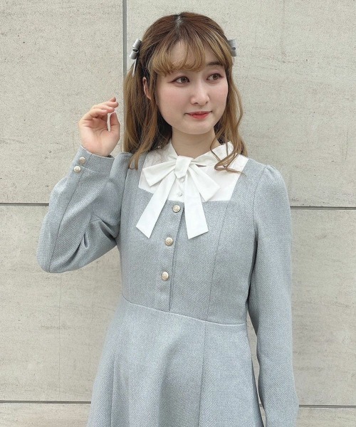 F i.n.t（フィント）の「ヨーク切替カラーツイードワンピース/fint（ワンピース・レディース・レッド/ブルーグレー・FREE）」の14枚目の写真